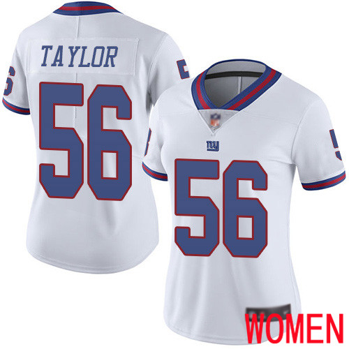 Women New York Giants 56 Lawrence Taylor Limited White Rush Vapor Untouchable Football NFL Jersey